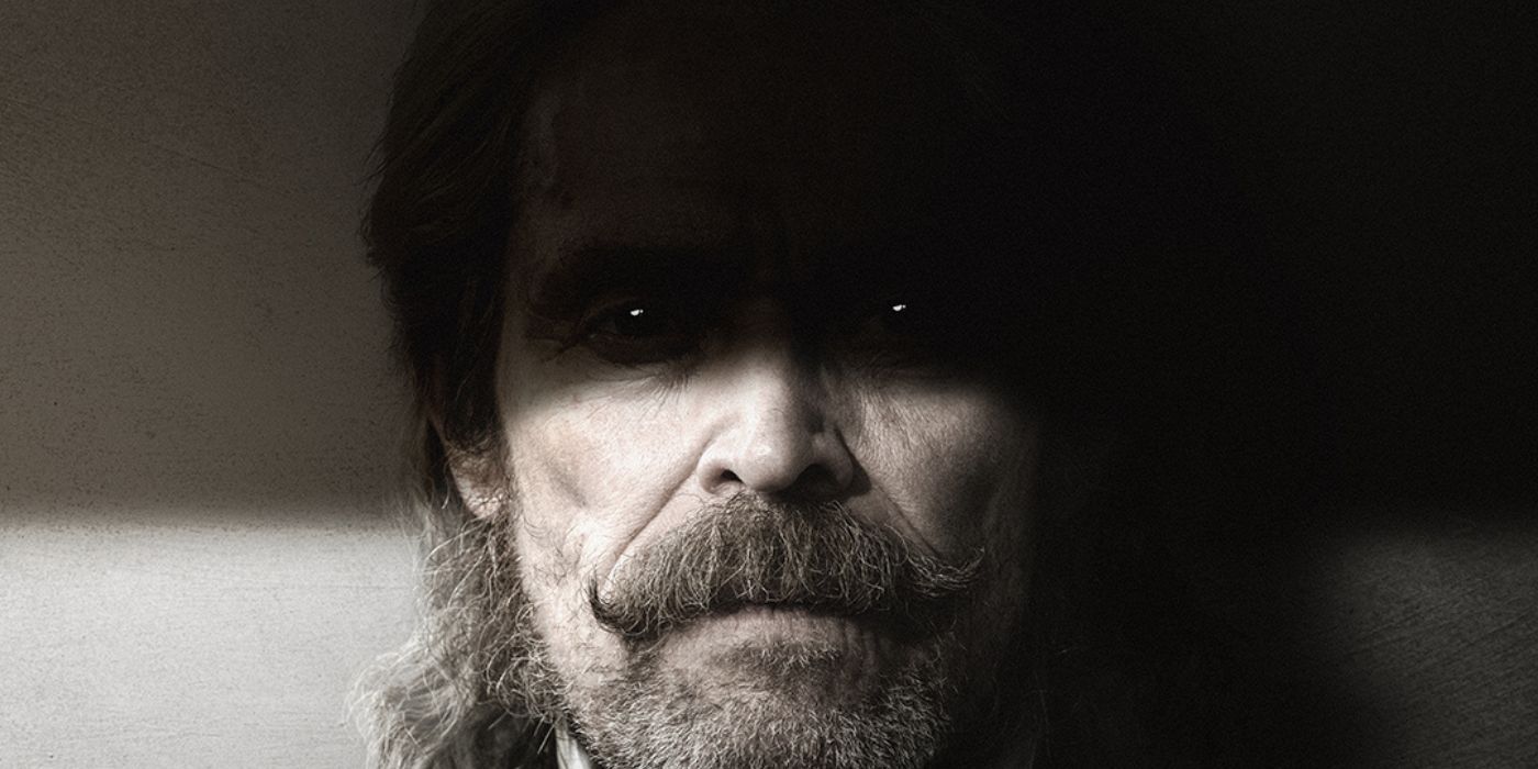 Willem Dafoe as Prof. Albin Eberhart Von Franz on a character poster for Nosferatu.