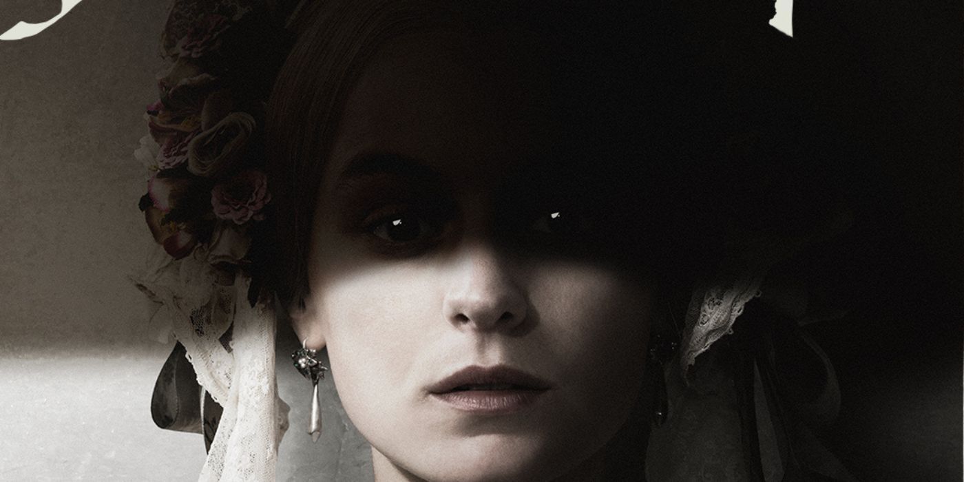 Emma Corrin as Anna Harding on a character poster for Nosferatu.