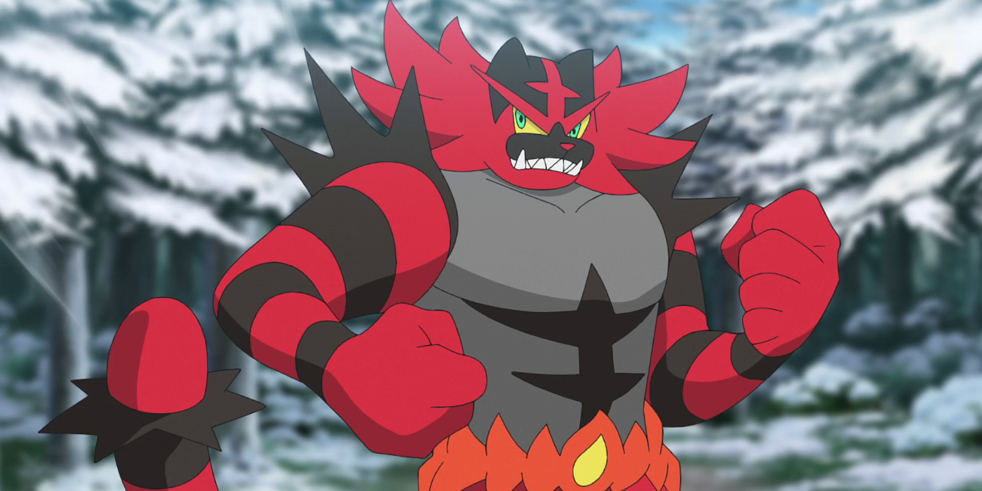 Incineroar looking fierce in the Pokémon anime.