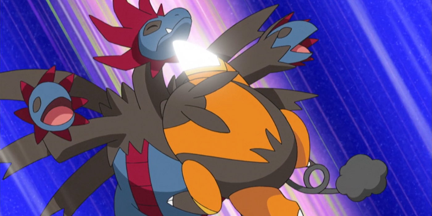 Hydreigon and Pignite battling in Pokémon