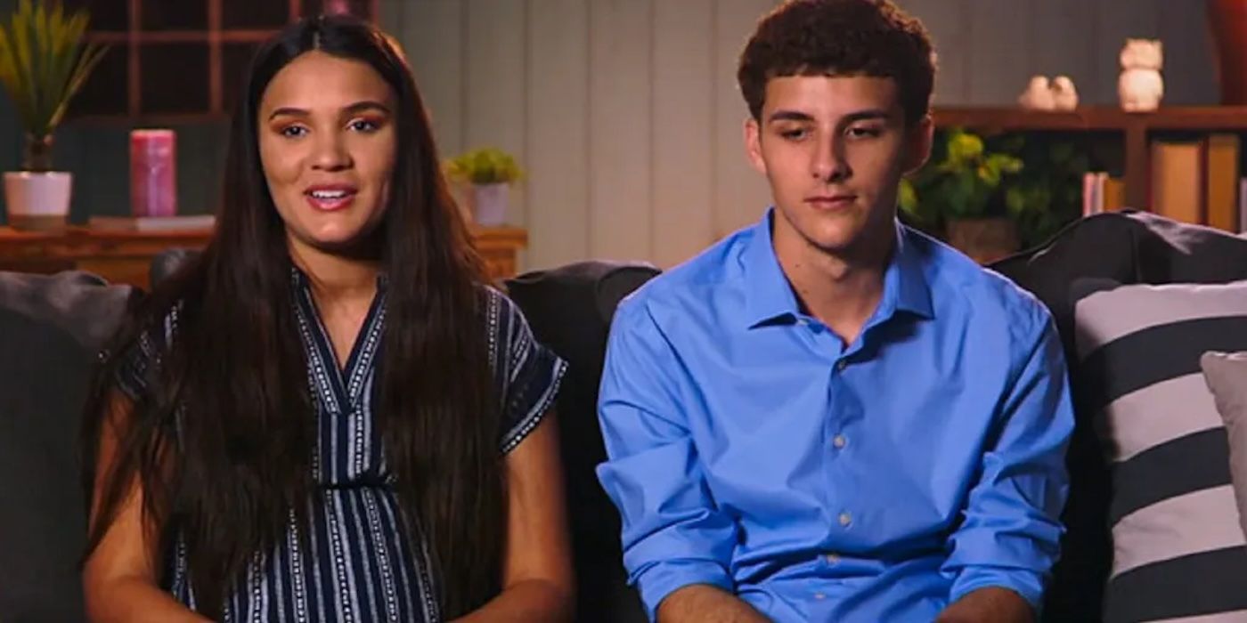 Rilah and Anthony sitting next to each other on a couch in confessional