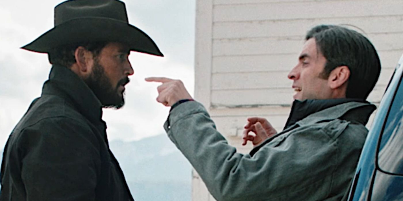 Rip and Jamie talking while Jamie looks intimidated in Yellowstone season 2, episode 6.