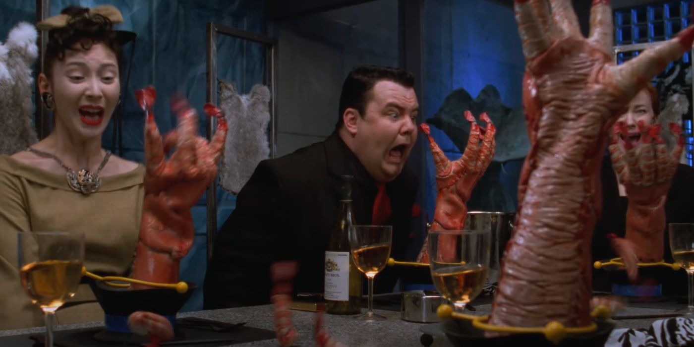 The giant shrimp surprise at the end of the "Day-O" musical number in Beetlejuice.