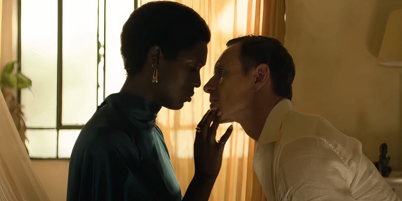 Jodie Turner-Smith as Sami and Michael Fassbender as Martian in &lsquo;The Agency&rsquo;