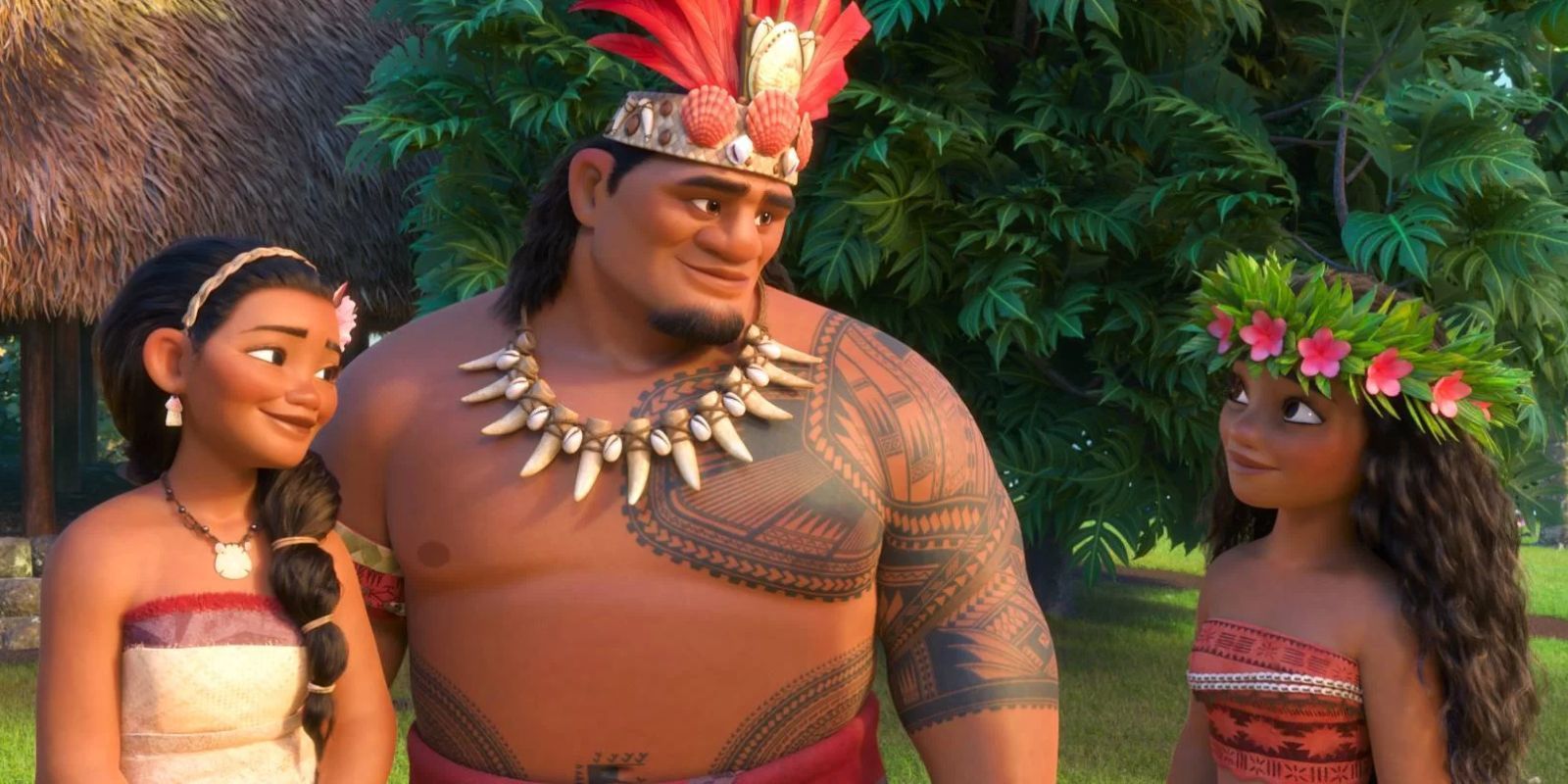 Sina, Tui, and Moana talking in Moana