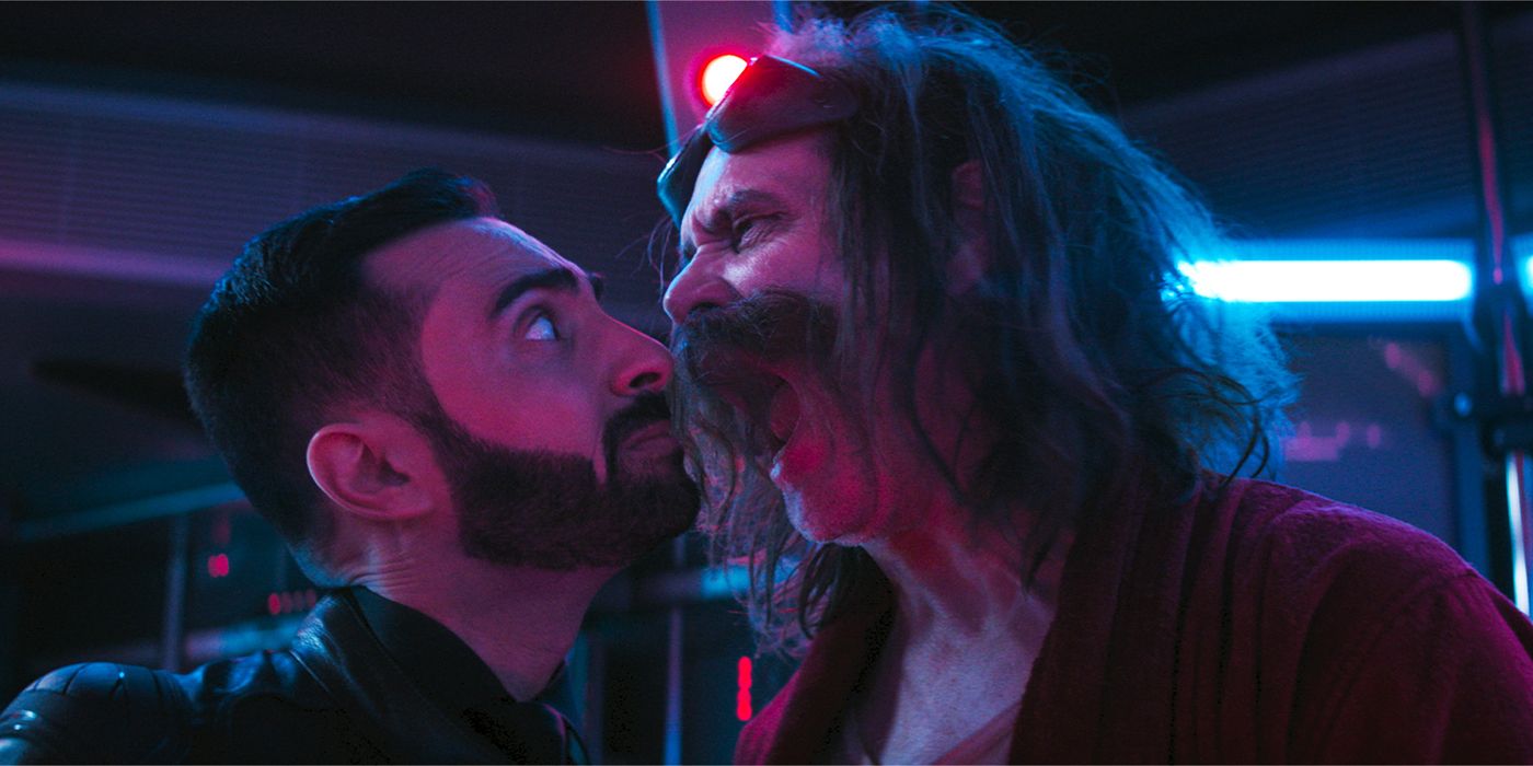 Lee Majdoub as Agent Stone and Jim Carrey as Dr. Robotnik in Sonic the Hedgehog 3