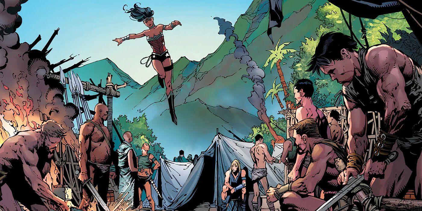 Wonder Woman meets with the Sons Of Themyscira in DC Comics.