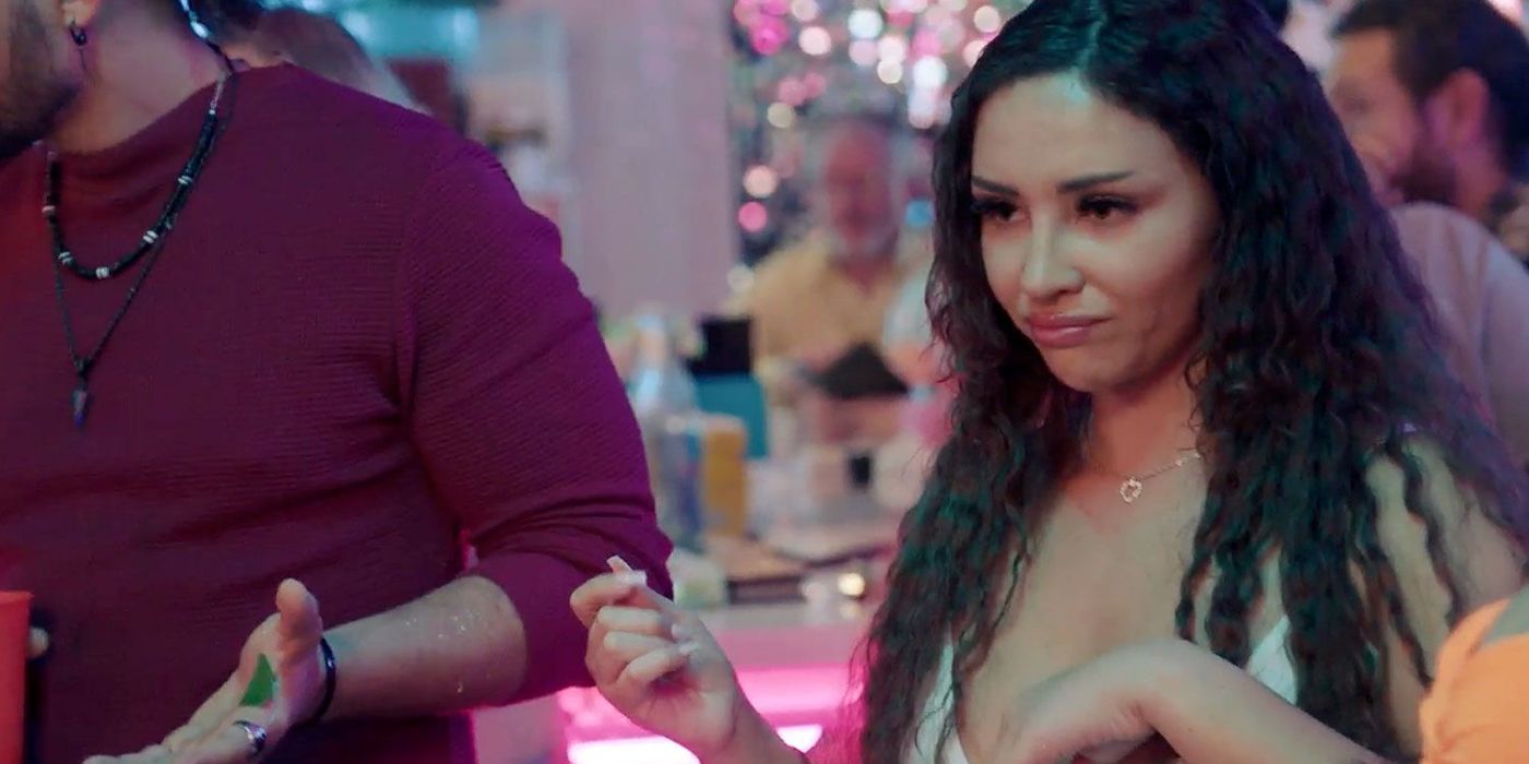 Sophie Sierra making a pouty face standing next to someone in 90 Day: The Last Resort.
