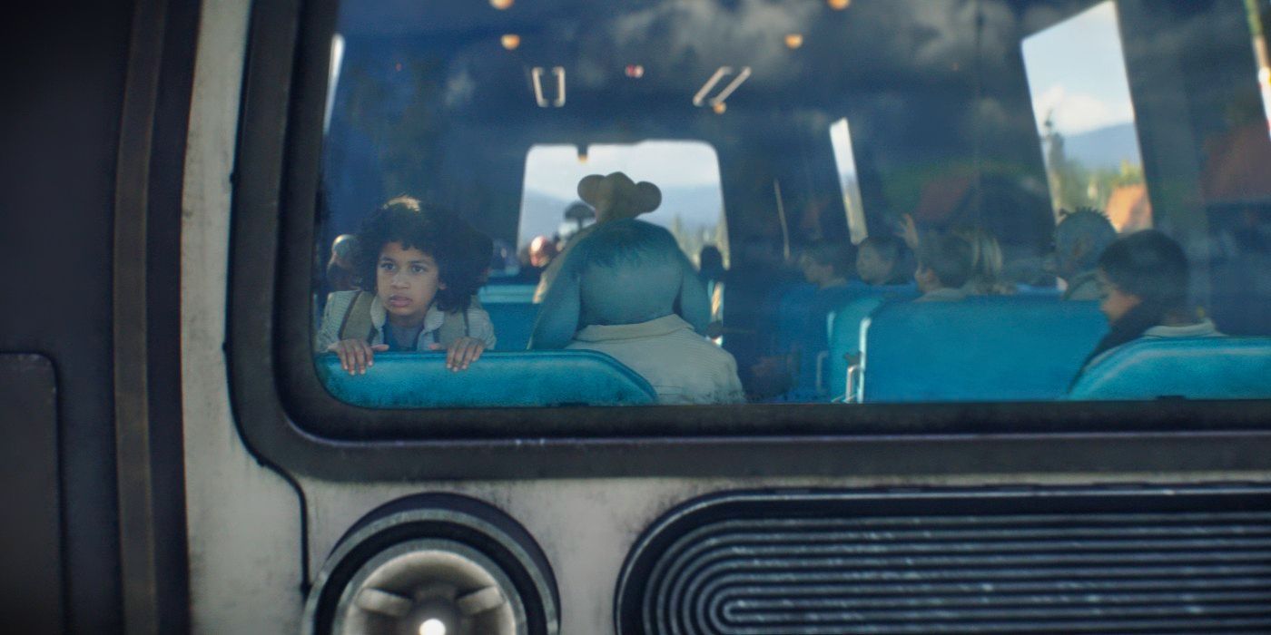 Ravi Cabot-Conyers on the tram in Star Wars: Skeleton Crew Episode 1