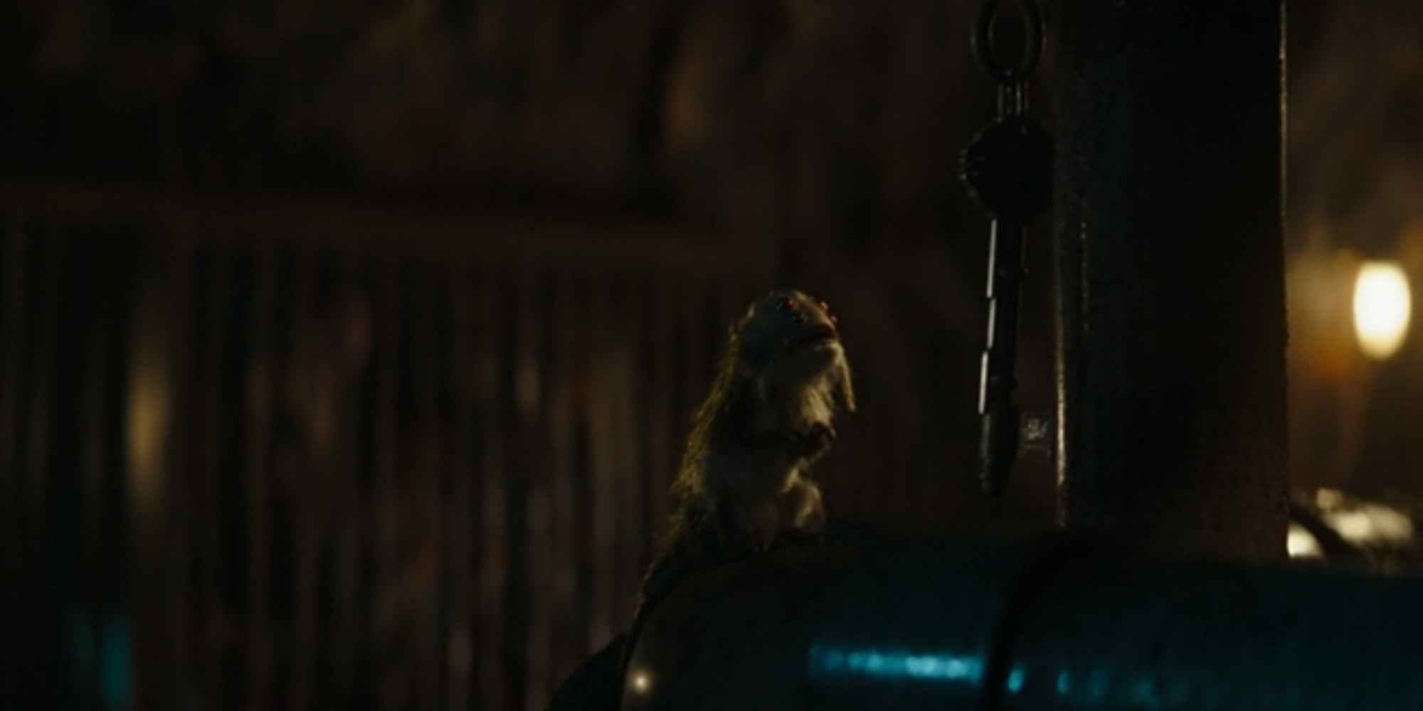 A space rat looks at a key in the Port Borgo starport jail in &lsquo;Star Wars: Skeleton Crew&rsquo;