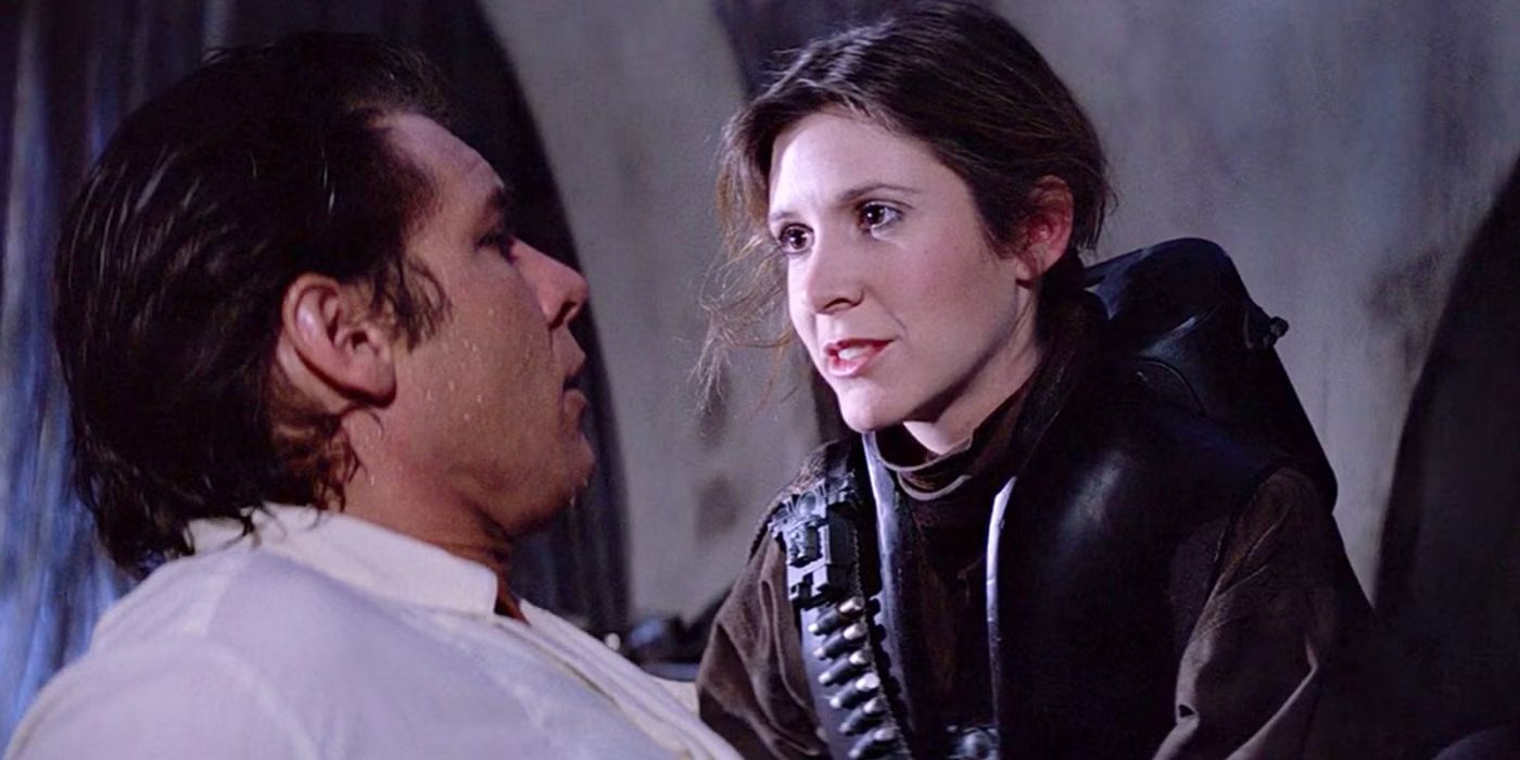 Leia reveals herself in a disguise as she rescues Han Solo from Jabba's palace in Star Wars Return of the Jedi