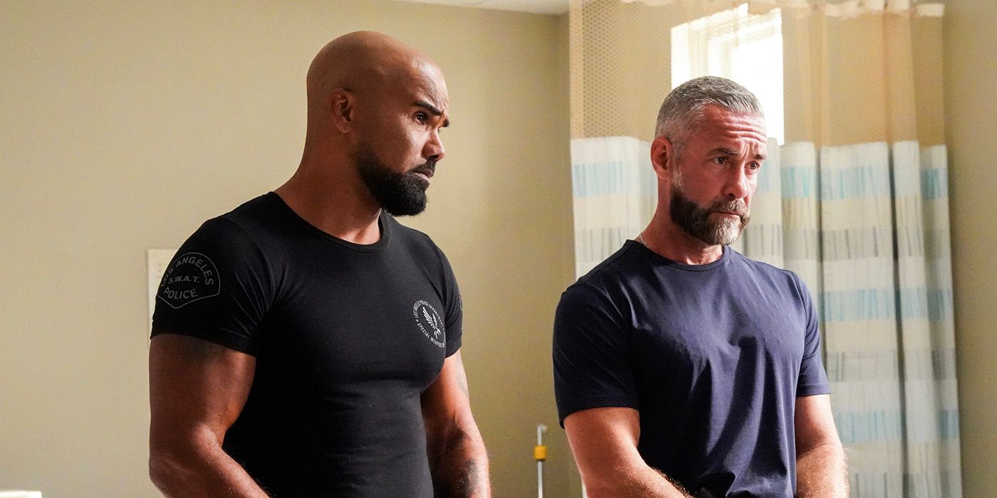 Shemar Moore as Daniel "Hondo" Harrelson and Jay Harrington as David "Deacon" Kay in SWAT Season 8 Episode 6