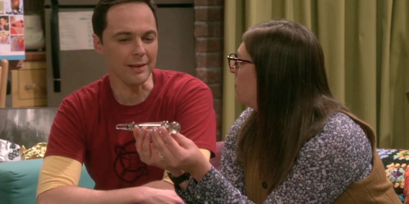 Jim Parsons and Mayim Bialik in The Big Bang Theory The Wedding Gift Wormhole