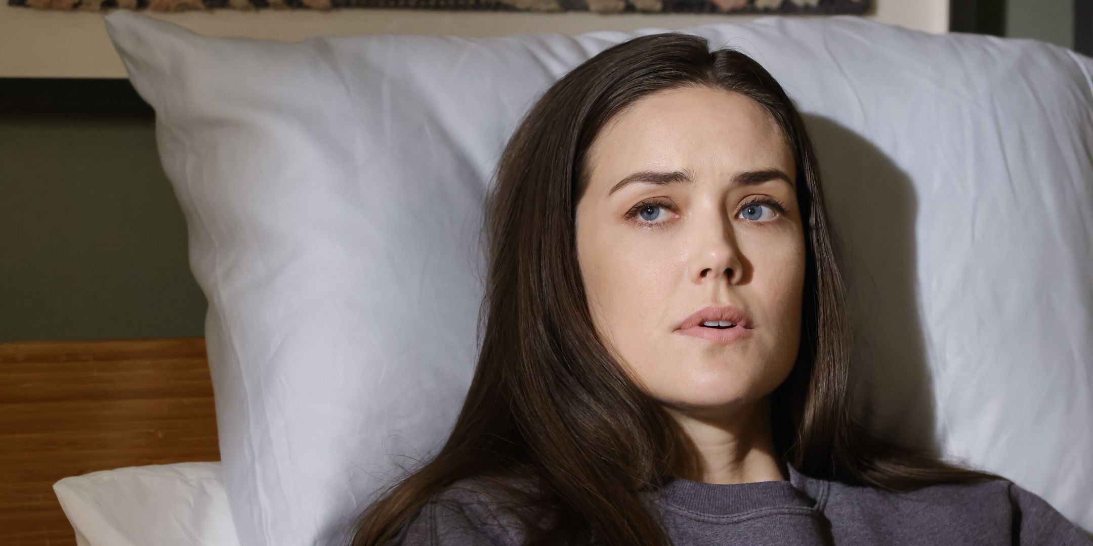 Megan Boone as Elizabeth in her final episode in The Blacklist.