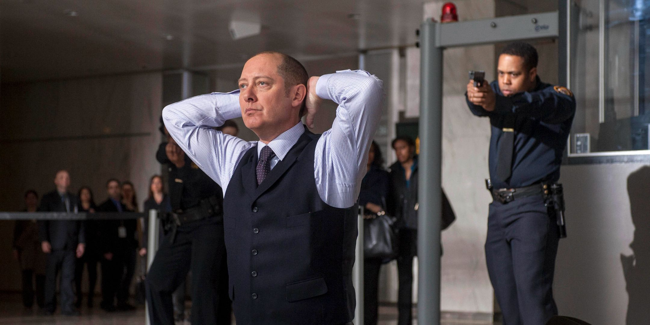 James Spader as Reddington getting arrested in first episode of The Blacklist.