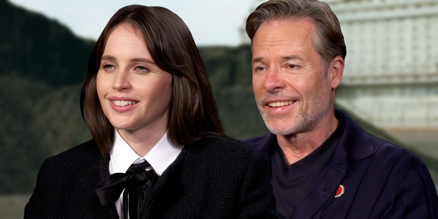 Custom image of Felicity Jones and Guy Pearce for The Brutalist interview