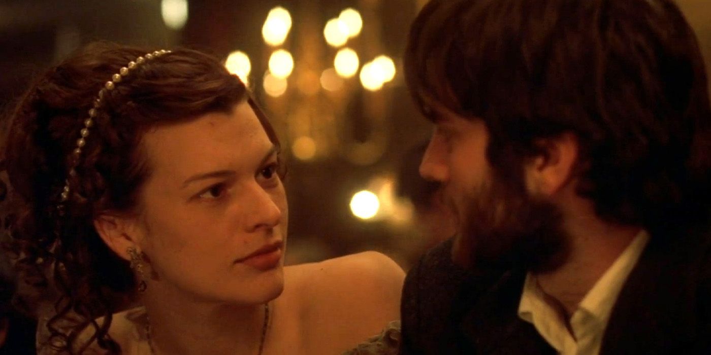 Lucia (Milla Jovovich) talks with Donald (Wes Bentley) in 'The Claim'