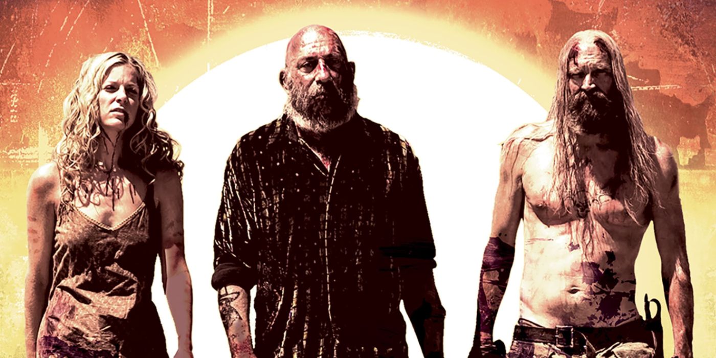 ​​​​​​​The Firefly family walk down the road armed with guns in The Devil&rsquo;s Rejects poster