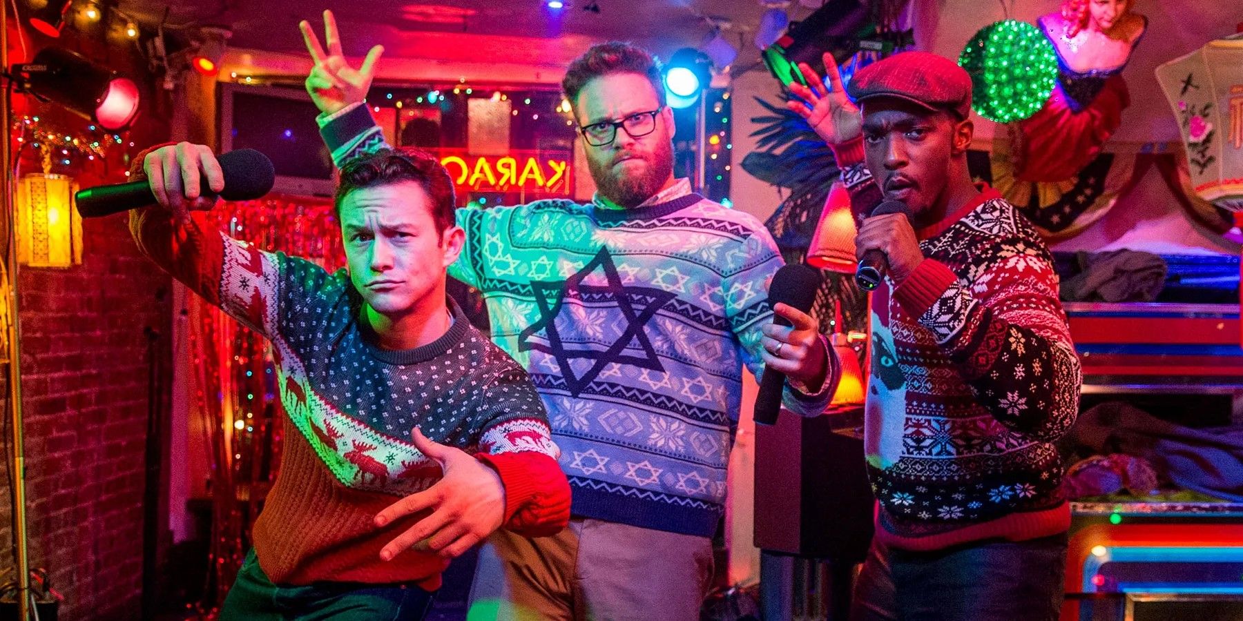 Joseph Gordon-Levitt, Seth Rogen, and Anthony Mackie in &lsquo;The Night Before&rsquo;