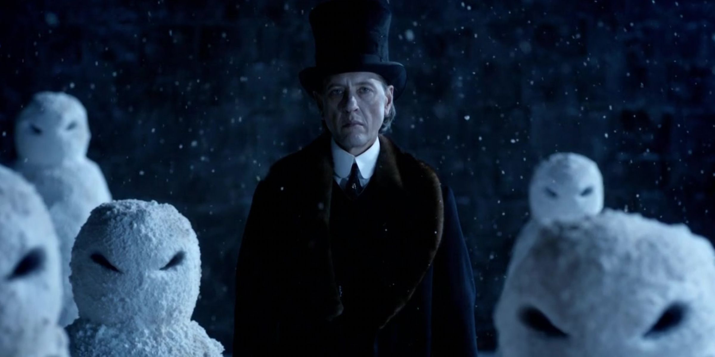 Richard E Grant as The Great Intelligence with his Snowmen in 'Doctor Who', "The Snowmen"