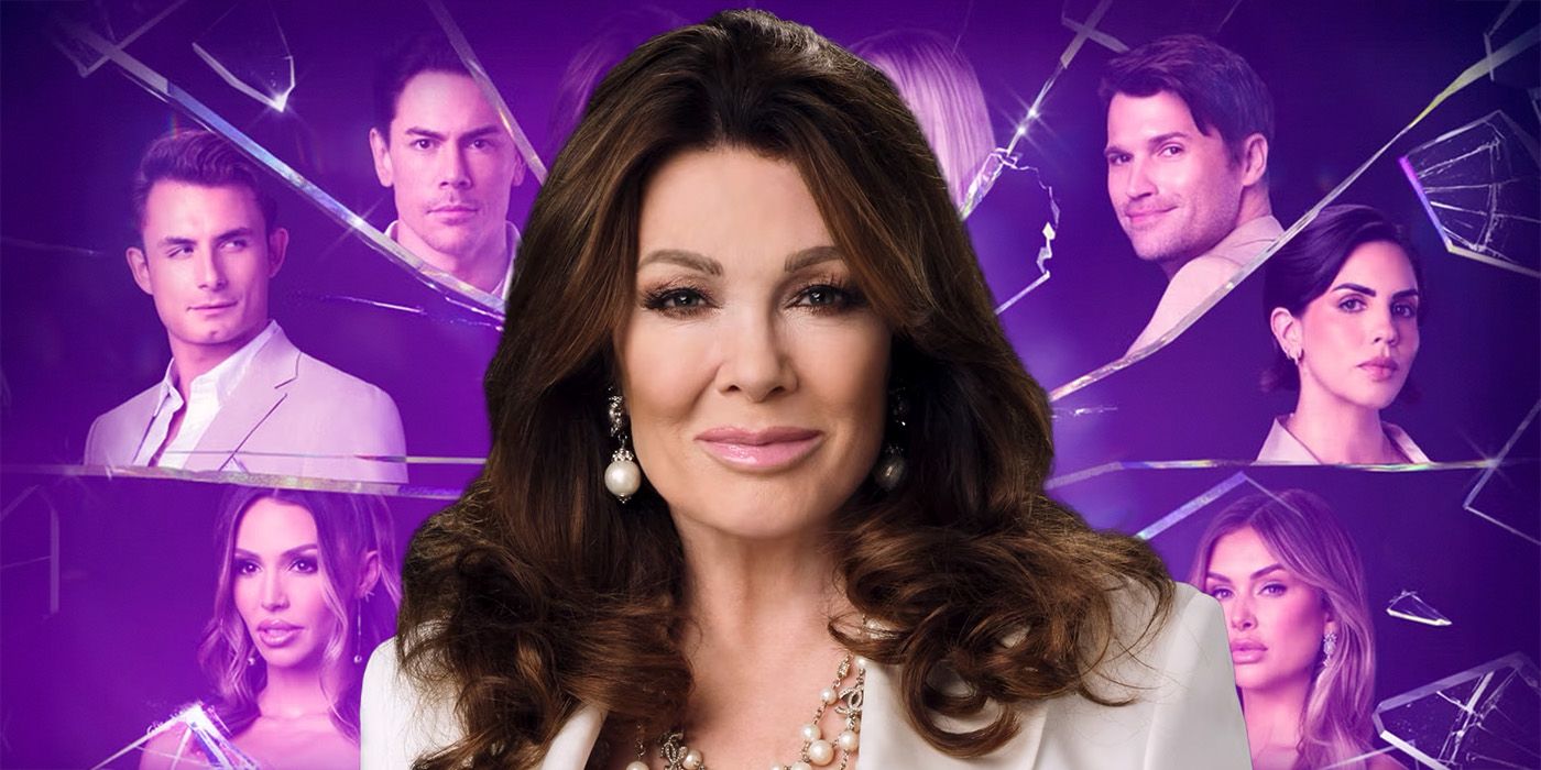 Custom image of the Vanderpump Rules cast and broken glass behind a main image of Lisa