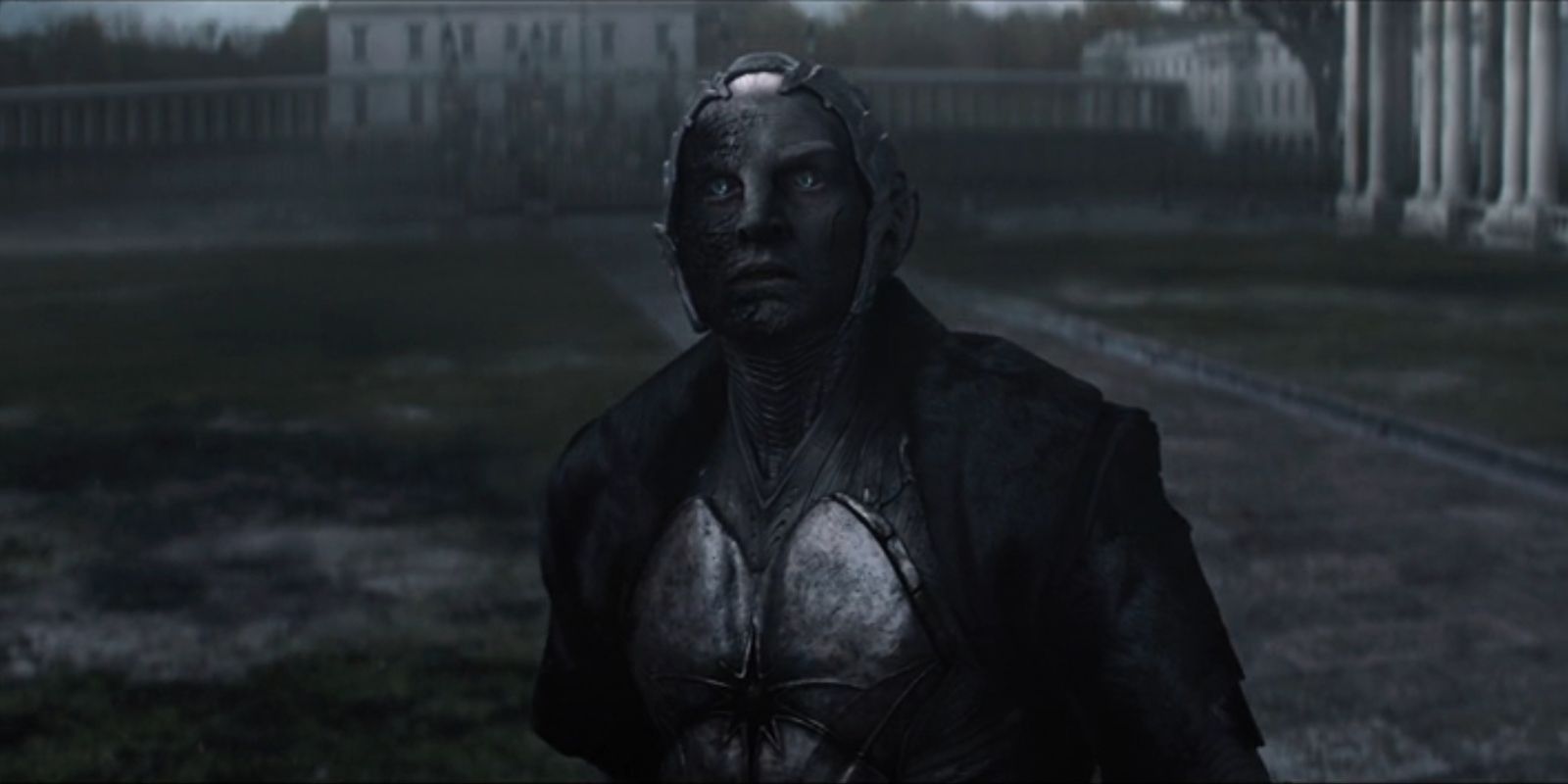 Malekith, played by Christopher Eccleston, looks upwards in Thor: The Dark World.