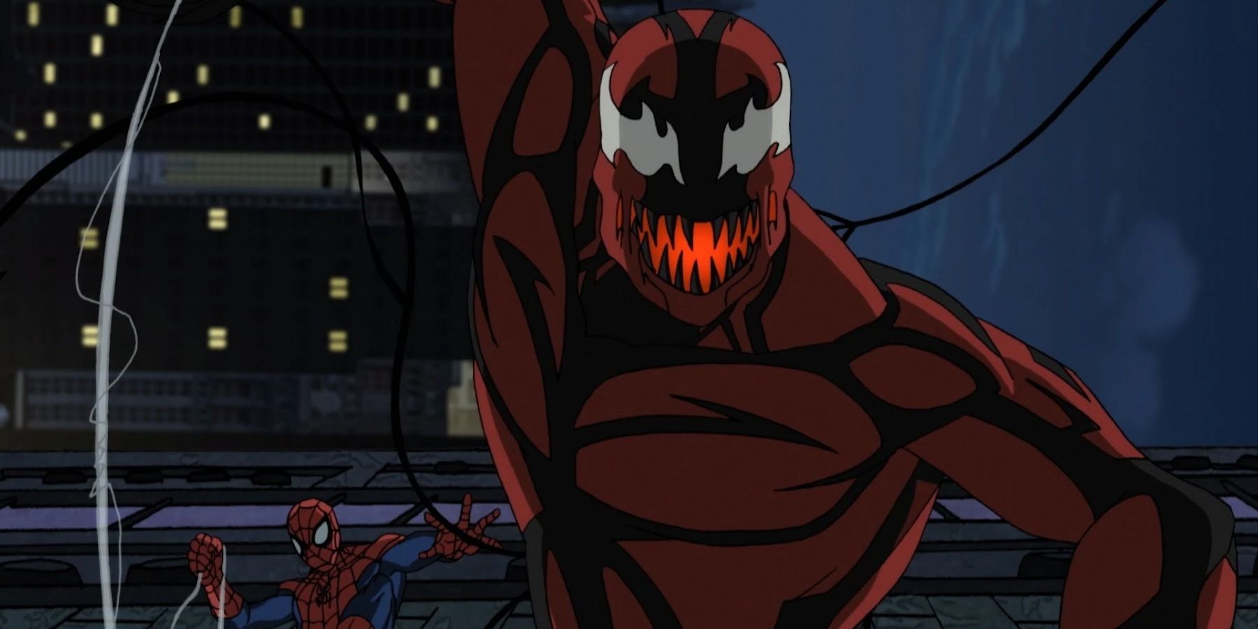 Morbius unleashes a Carnage virus on New York City in Ultimate Spider-Man.