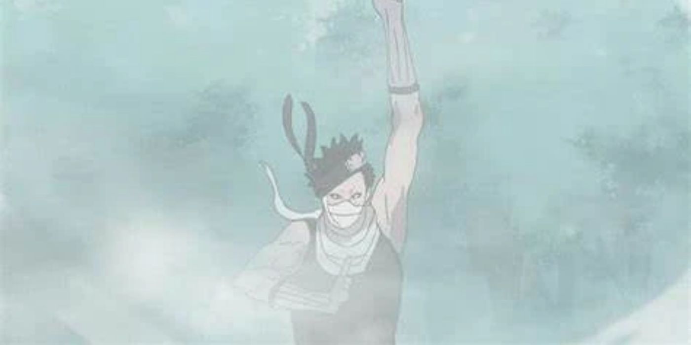 Zabuza concealing himself in mist in Naruto.