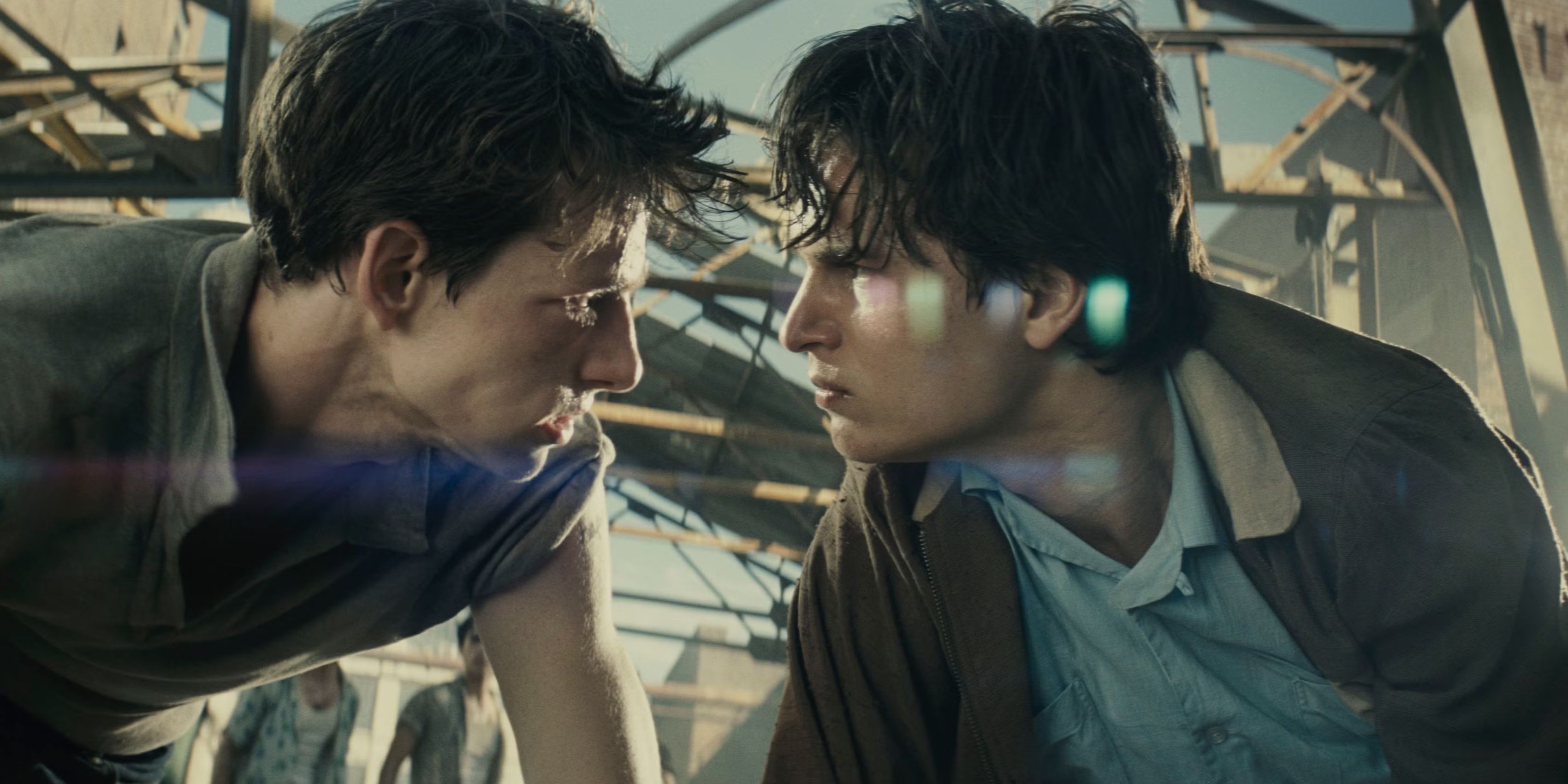 Tony and Riff from West Side Story looking menacingly at each other during the performance of Cool.
