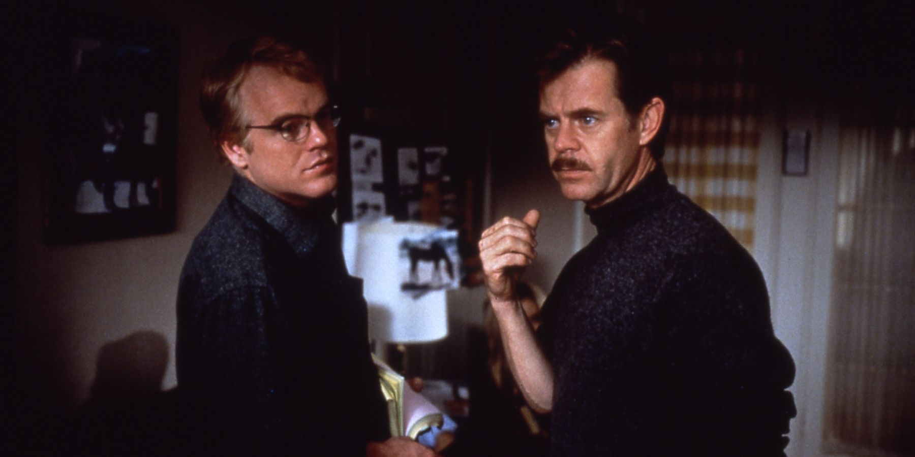 White (Philip Seymour Hoffman) with Walt (William H. Macy) in 'State and Main'