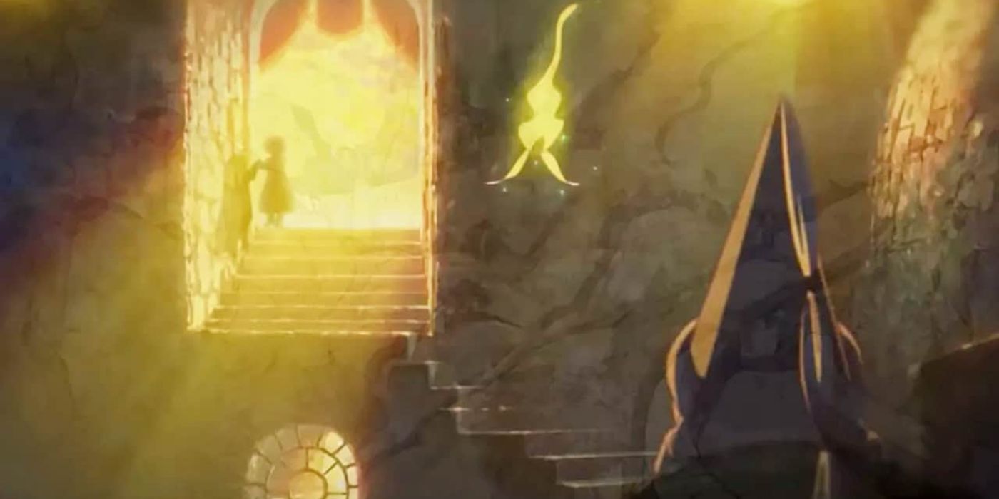 A young Coco walking down a mysterious path in Witch Hat Atelier