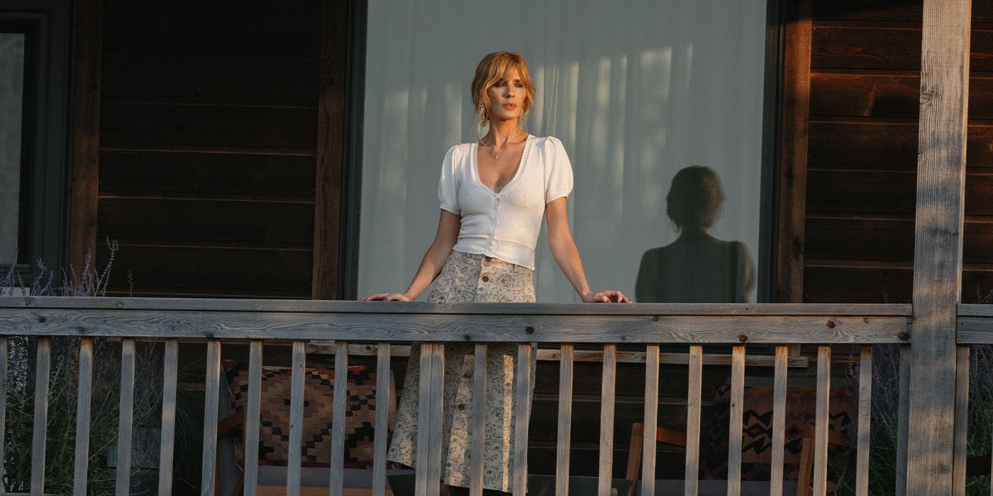 Kelly Reilly as Beth Dutton on her porch on 'Yellowstone'