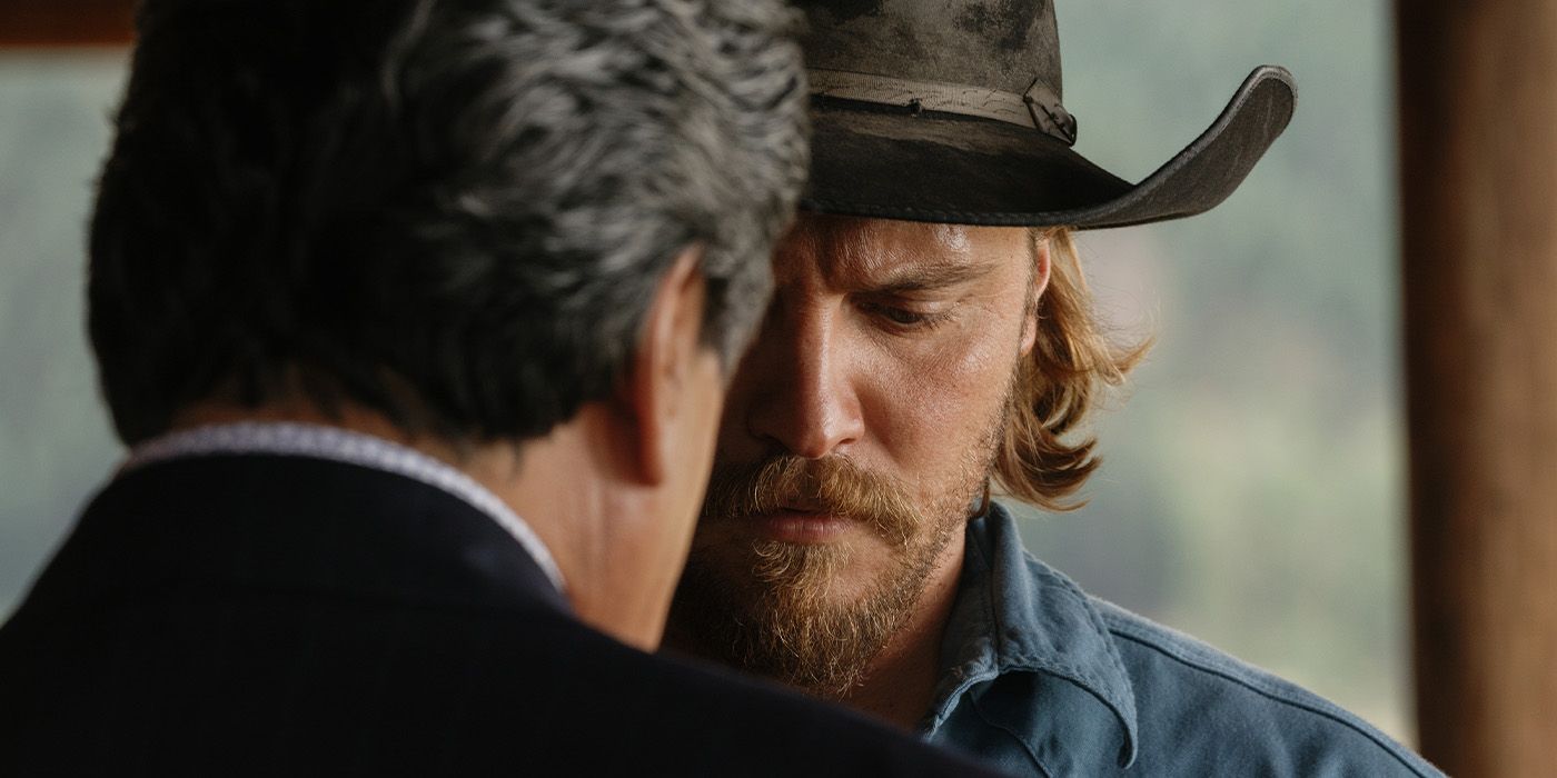 Kayce Dutton (Luke Grimes) makes a pact with Thomas Rainwater (Gil Birmingham) on 'Yellowstone'