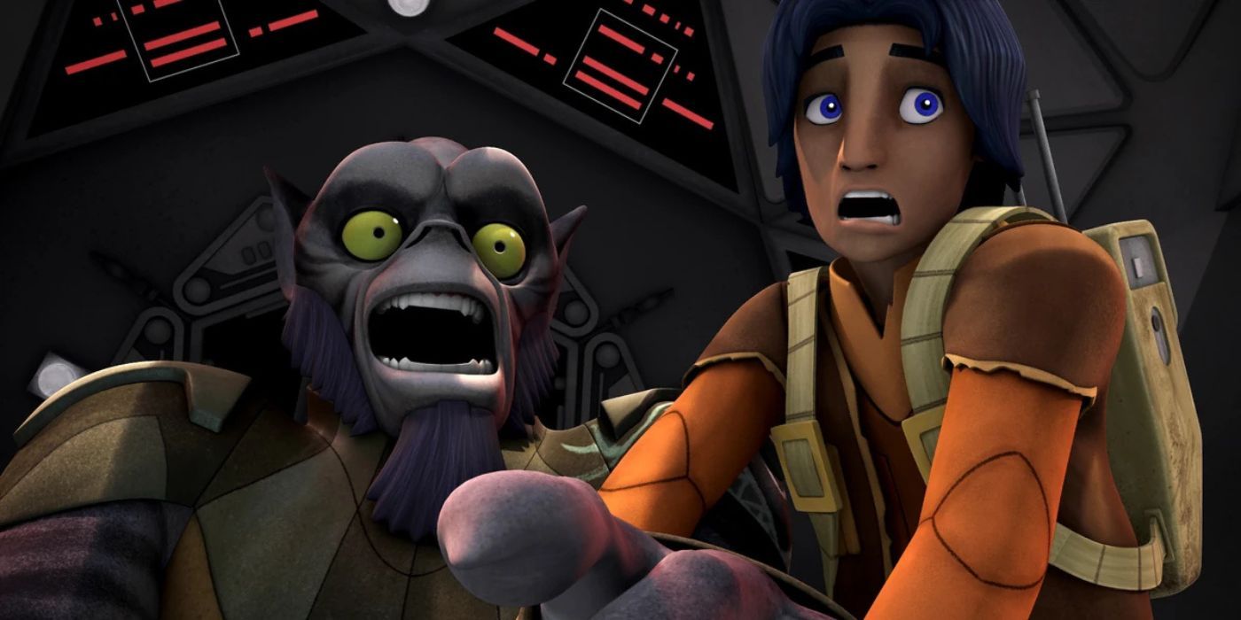 Zeb and Ezra screaming in fear in Star Wars Rebels.