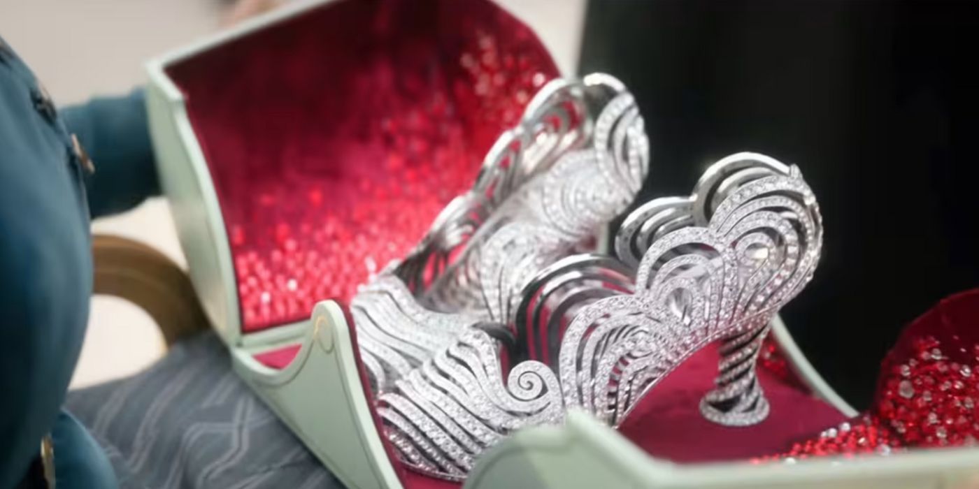 Nessarose&rsquo;s (Marissa Bode) crystal slippers in Wicked.