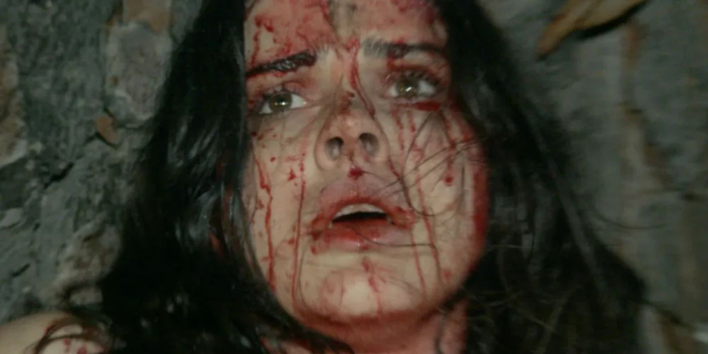 Lara Vosburgh as Carson Morris, with her face covered in blood in Inner Demon