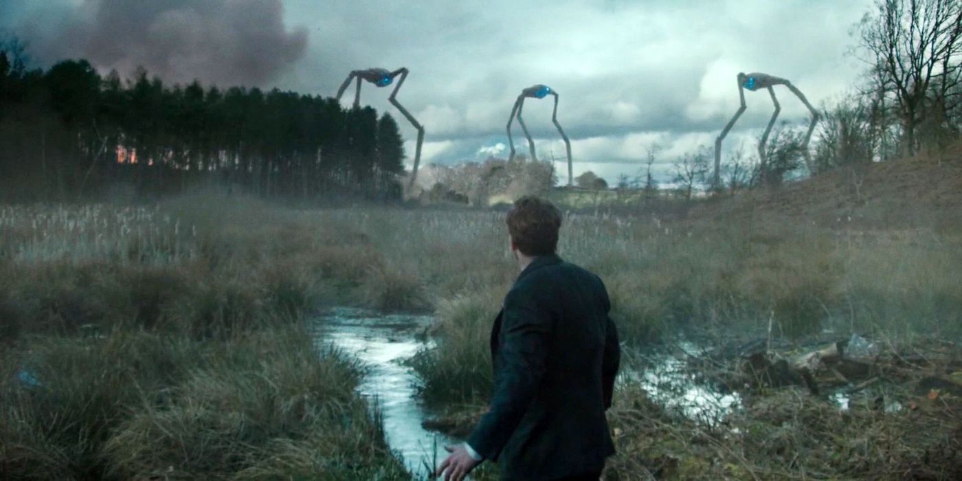 A man looks at three martian walkers from afar in BBC&rsquo;s &lsquo;The War of the Worlds&rsquo;, 2019