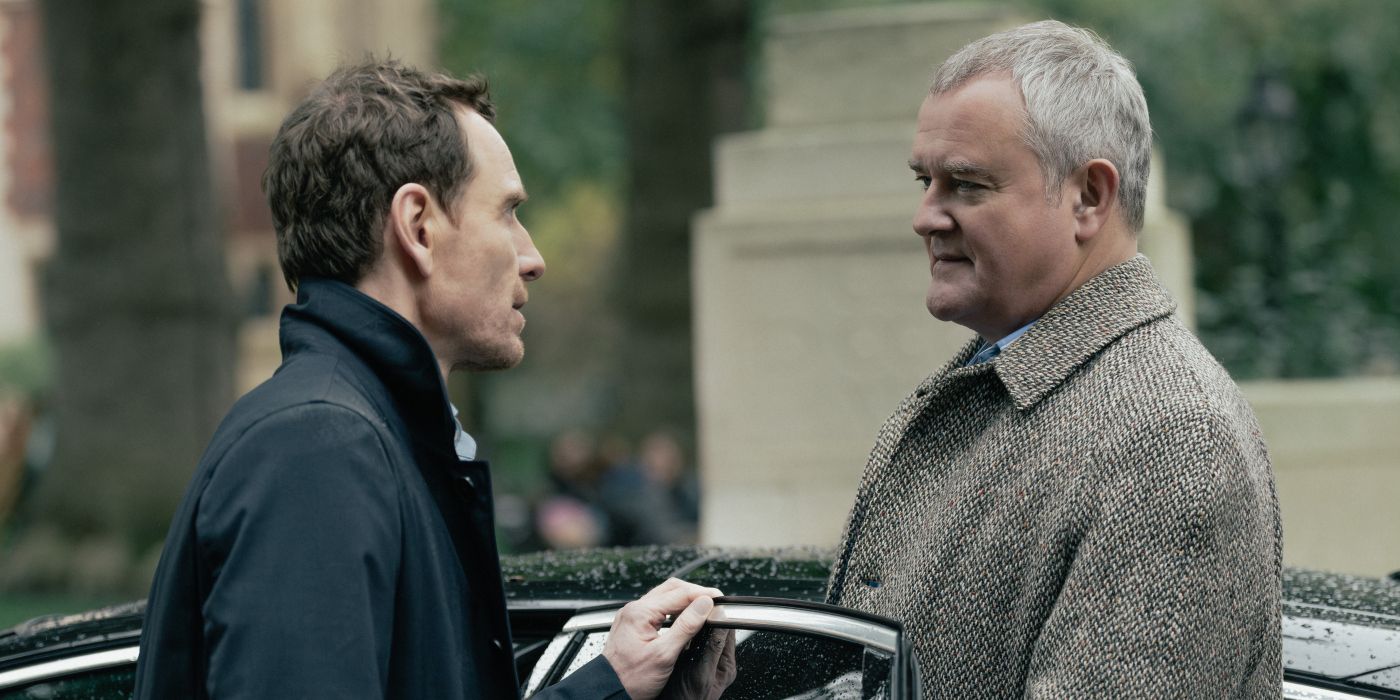 Michael Fassbender as Martian and Hugh Bonneville as Jim Richardson in 'The Agency'