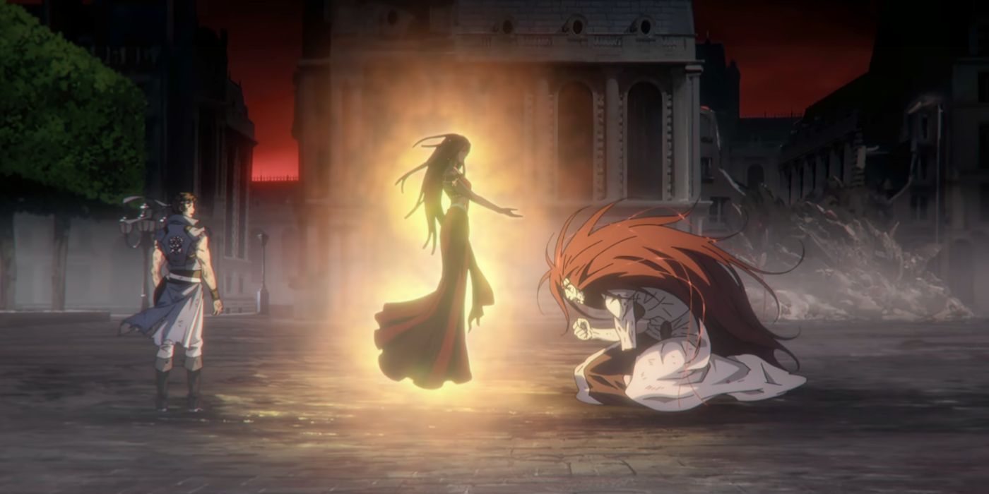 Annette (Thuso Mbedu) confronts Erzsebet Bathory (Franka Potenta) in the climax of &lsquo;Castlevania: Nocturne&rsquo; Season 2.