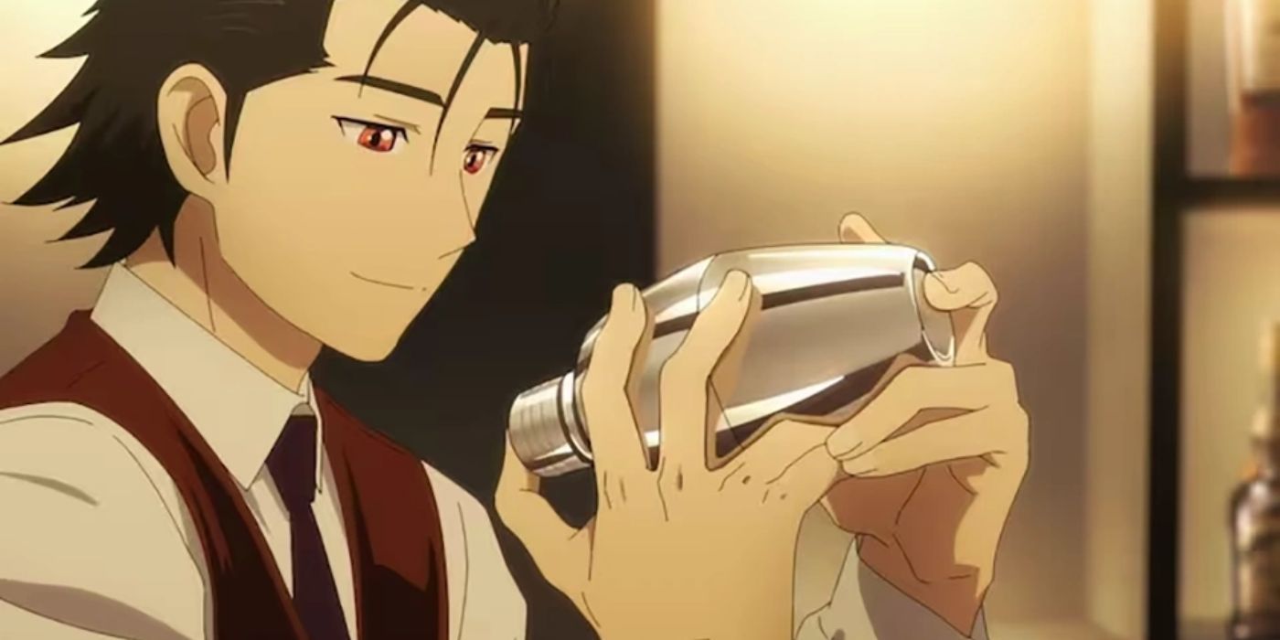 Ryuu shaking a mixing cup in Bartender: Glass of God.