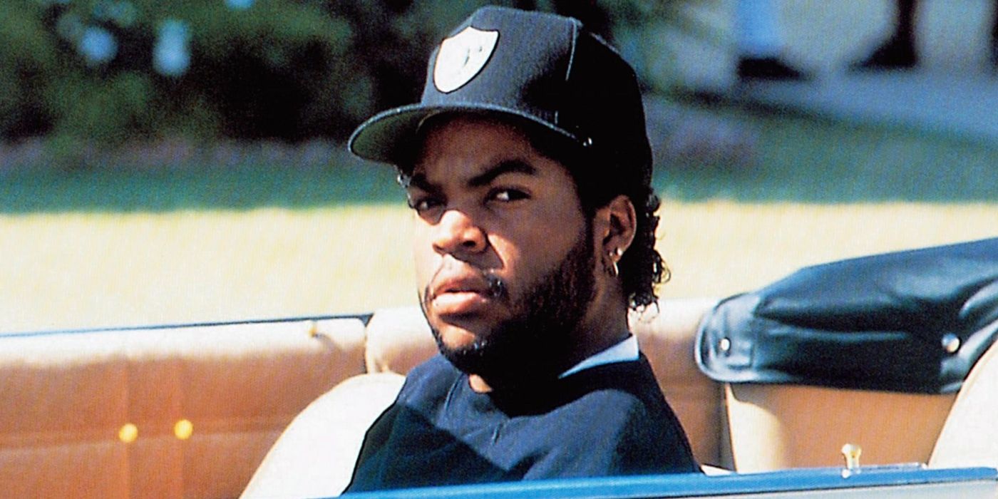 Ice Cube's Doughboy looking sternly out the car window in Boyz n the Hood.