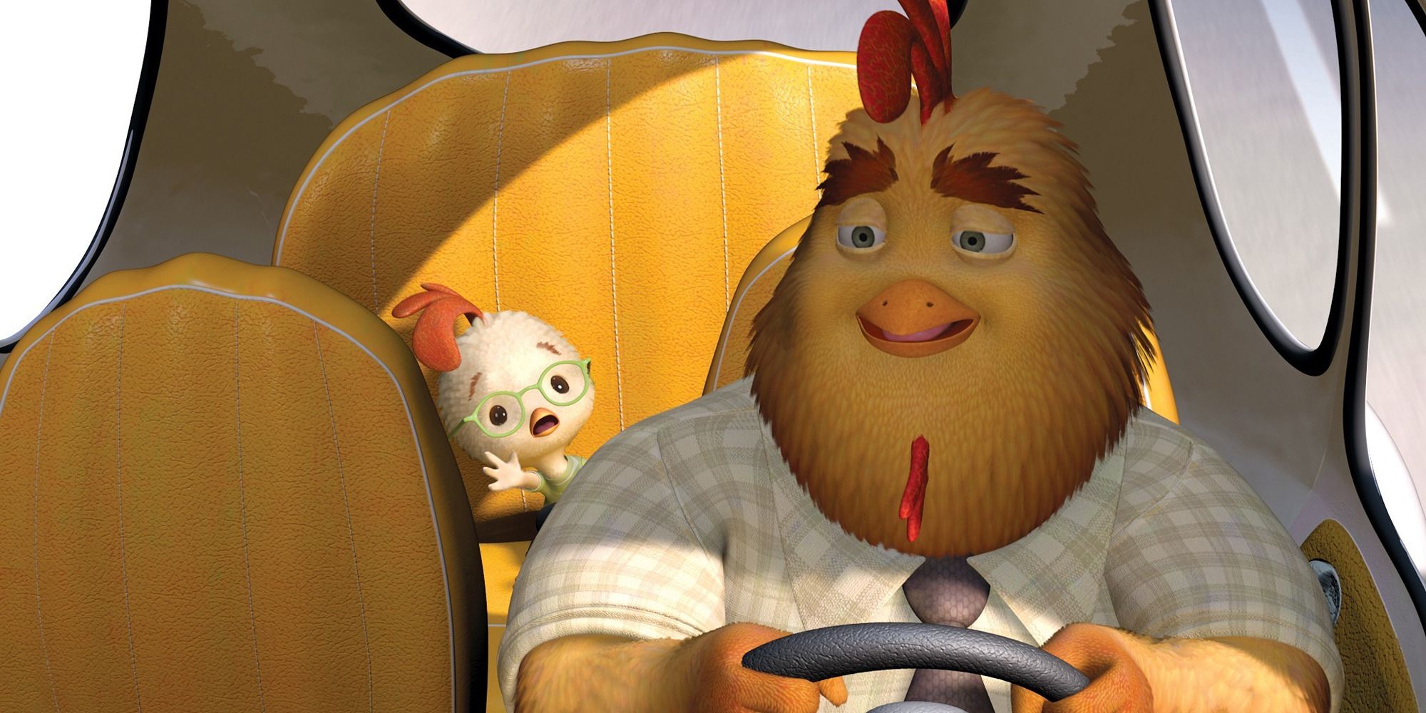 Buck McCluck and Chicken Little in the car