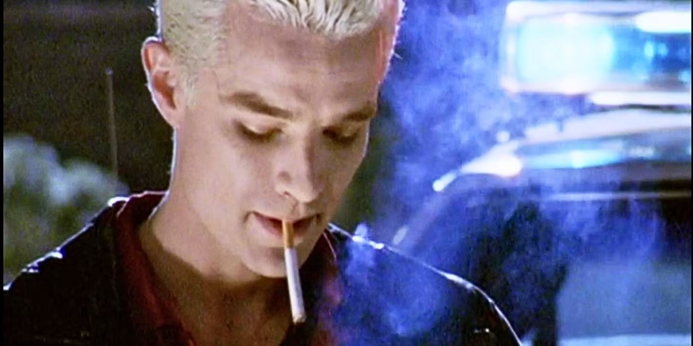 Spike, played by James Marsters, smoking in 'Buffy the Vampire Slayer.'