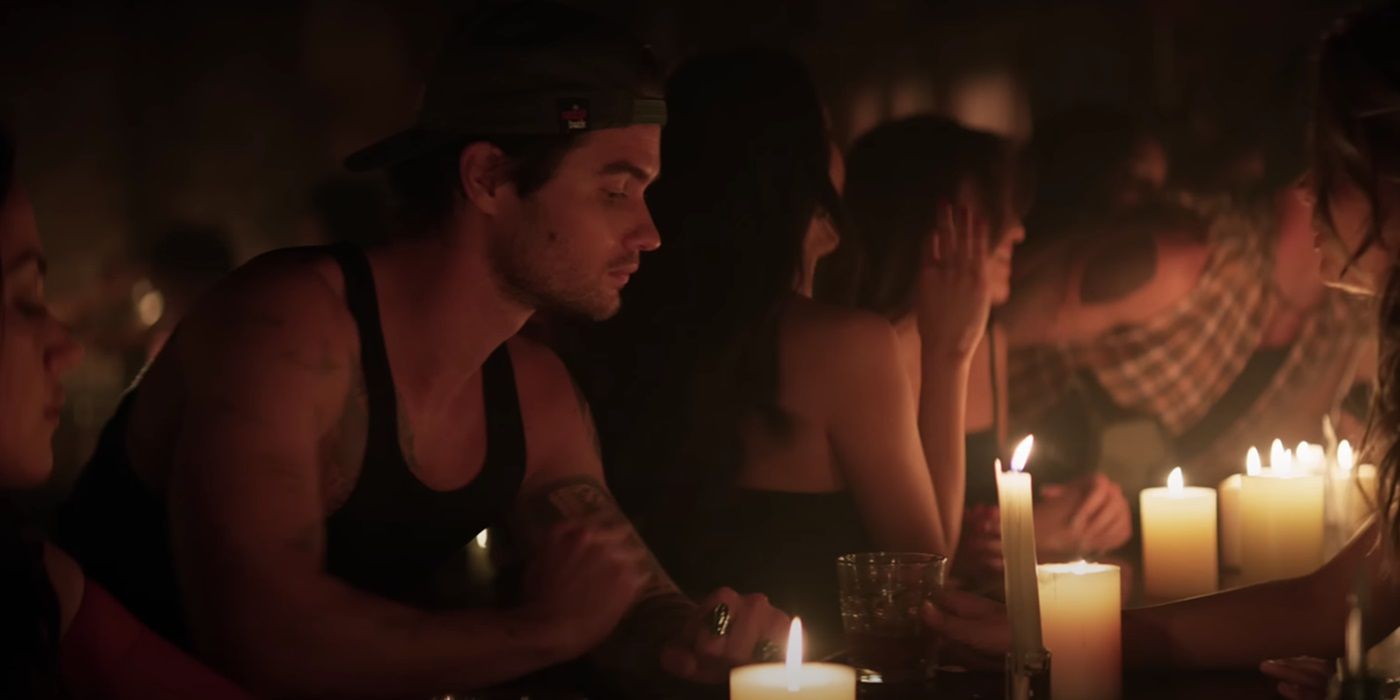 Chase Stokes, in a bar, as Rule Archer in Marked Men: Rule & Shaw