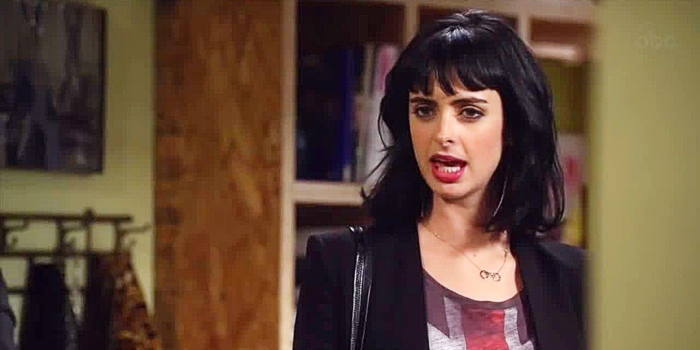 Chloe (Krysten Ritter) pauses mid-thought in Don&rsquo;t Trust the B in Apartment 23.