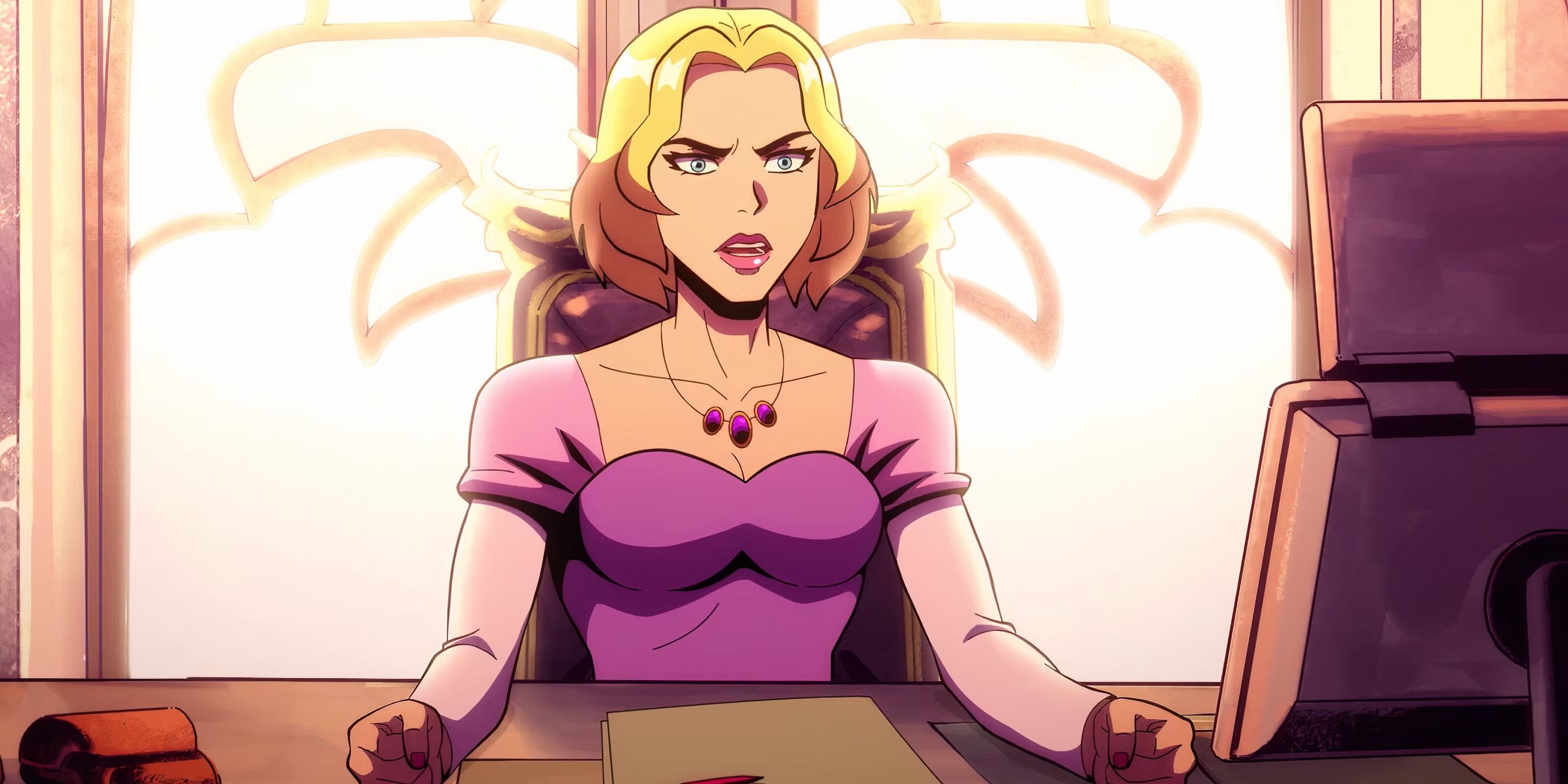 Princess Ilana at her desk in Creature Commandos