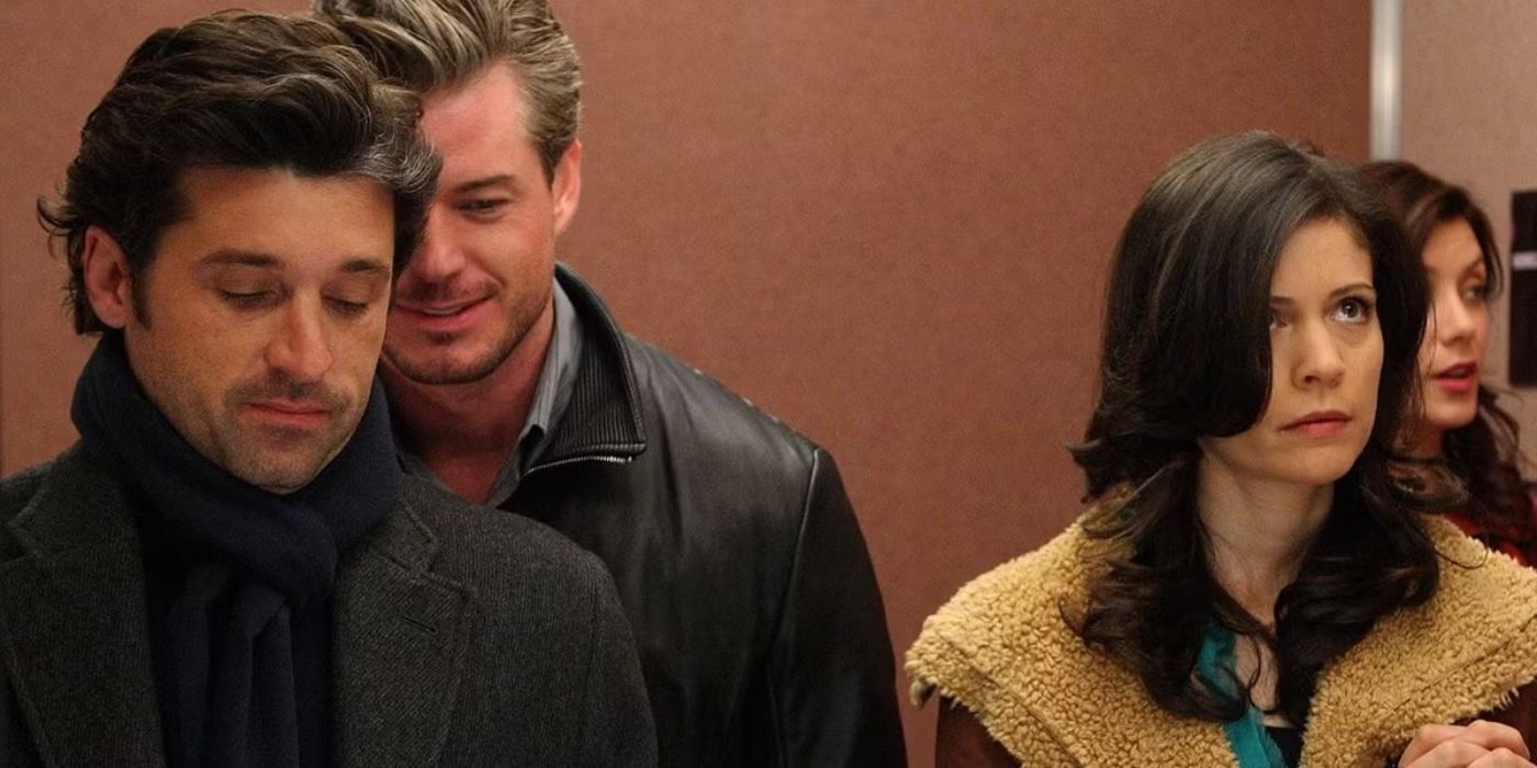 Derek and Rose have awkward tension between them in an elevator with others on Grey&rsquo;s Anatomy.