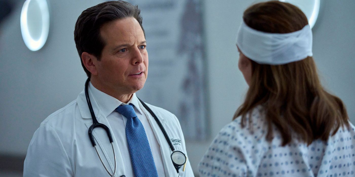 Scott Wolf talking to a bandaged Molly Parker in Doc