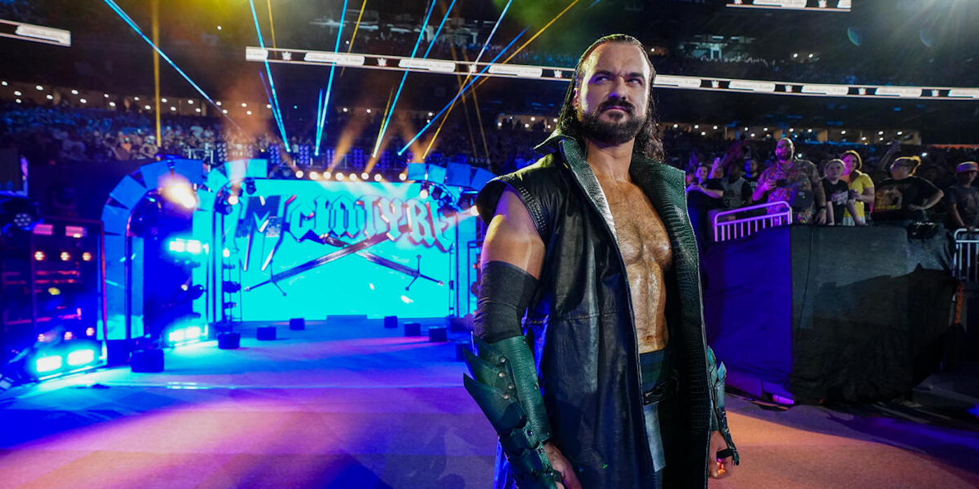 Drew McIntyre of WWE making his entrance.