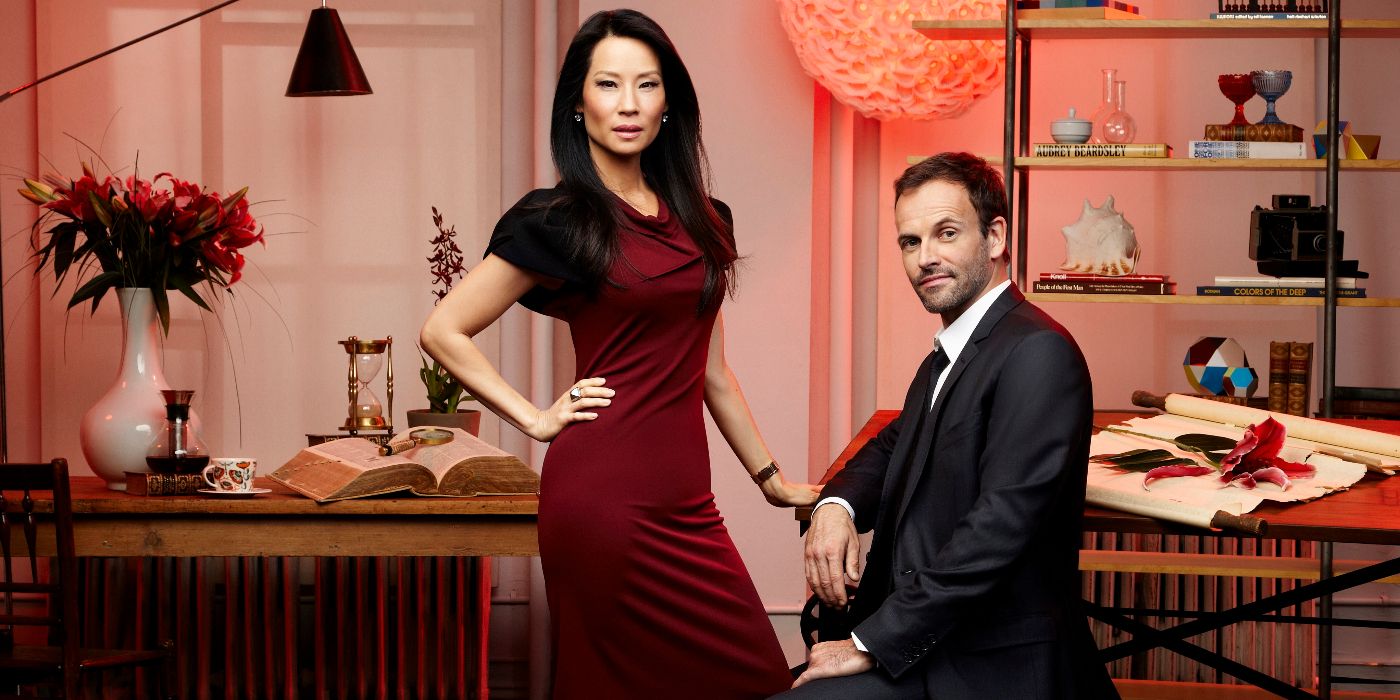 Lucy Liu and Jonny Lee Miller in a promo shoot for Elementary